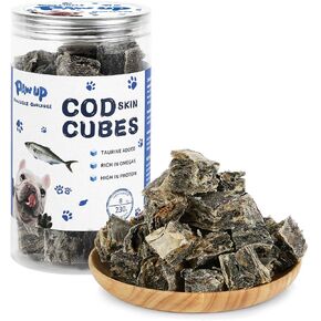 Dog Treats, Cod Skins Dog Treat with Taurine, One-Ingredient Grain-Free Chew Fish Skin Rolls Rich in Omega3, 8 oz
