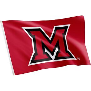 لافتات علم جامعة ميامي (OH) من Desert Cactus Miami RedHawks 100% بوليستر للاستخدام الداخلي والخارجي 3x5 (النمط A)