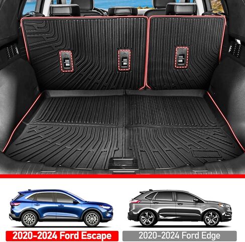 البضائع مع حصيرة مسند الظهر متوافقة مع 2020 2021 2022 2023 2024 Kia ​​Telluride TPE Cargo Liner Trunk مع مسند الظهر حصيرة خلف الصف الثالث لملحقات Telluride 2024 (صندوق السيارة مع حصيرة مسند الظهر) in Kuwait