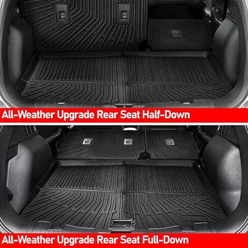 البضائع مع حصيرة مسند الظهر متوافقة مع 2020 2021 2022 2023 2024 Kia ​​Telluride TPE Cargo Liner Trunk مع مسند الظهر حصيرة خلف الصف الثالث لملحقات Telluride 2024 (صندوق السيارة مع حصيرة مسند الظهر) in Kuwait