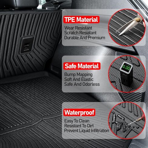 البضائع مع حصيرة مسند الظهر متوافقة مع 2020 2021 2022 2023 2024 Kia ​​Telluride TPE Cargo Liner Trunk مع مسند الظهر حصيرة خلف الصف الثالث لملحقات Telluride 2024 (صندوق السيارة مع حصيرة مسند الظهر) in Kuwait