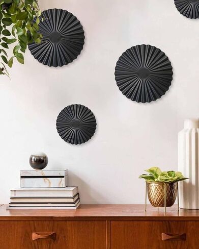 itrixgan ديكور جدار معدني أسود لغرفة المعيشة، مجموعة ديكور معلق على الحائط فوق ديكور جدار التلفزيون، ديكور غرفة قوطية لغرفة النوم فن جدار ديكور دائري، ديكورات حائط سوداء للمنزل فوق السرير in Kuwait