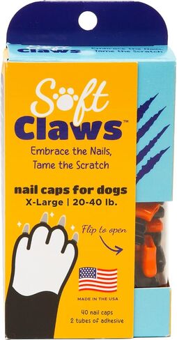 Soft Claws Nail Caps for Dogs w/Non-Slip Design (4-6 Month Supply) - Dog Nail Covers Protect Floors & Furniture, Pet Safe - Fourth of July (Red, Blue & Gold Sparkle), X-Large (Pack of 40) in Saudi Arabia