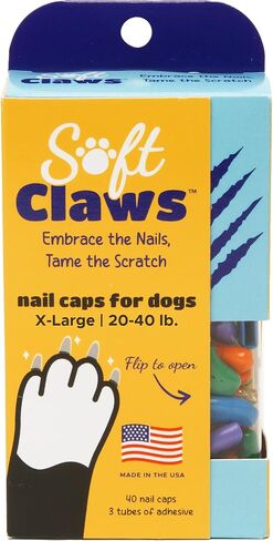 Soft Claws Nail Caps for Dogs w/Non-Slip Design (4-6 Month Supply) - Dog Nail Covers Protect Floors & Furniture, Pet Safe - Fourth of July (Red, Blue & Gold Sparkle), X-Large (Pack of 40) in Saudi Arabia