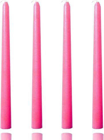 شموع مستدقة وردية مقاس 10 بوصة - مجموعة من 4 شموع مستدقة - بدون دخان ولا تقطر، شموع طويلة، عشاء منزلي، حفلة، زفاف، عيد الهالوين، الكنائس، شموع عيد الميلاد in Kuwait