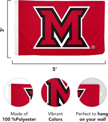 Desert Cactus Miami University (OH) Flag RedHawks Flags Banners 100% Polyester Indoor Outdoor 3x5 (Style A) in Saudi Arabia