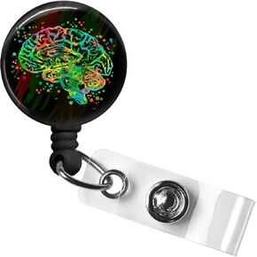 Badge Reel, Anatomy Retractable ID Badge Holder, ID Badge Clip with Swivel Alligator Clip and 34in. Nylon Cord for Medical ID, MD, Doctor, RN, Nurse, Tech, PA, CNA, Gift (Heart Black Background)