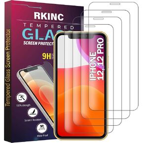 Screen Protector [4-Pack] for iPhone 12 / iPhone 12 Pro 6.1-Inch, Tempered Glass Film Screen Protector, 0.33mm [LifetimeWarranty][Anti-Scratch][Anti-Shatter][Bubble-Free]