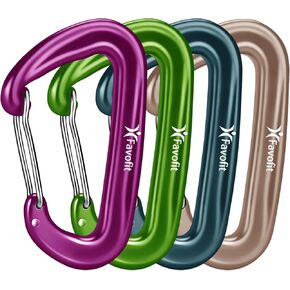 Favofit Carabiner Clips, 4 Pack, 12KN (2697 lbs) Heavy Duty Caribeaners for Camping, Hiking, Outdoor and Gym etc, Small Carabiners for Dog Leash and Harness, Black and Orange in Kuwait