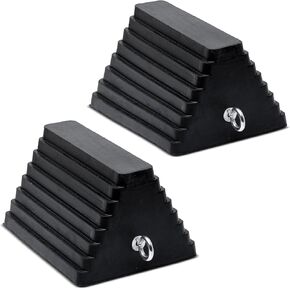 Industrial Wheel Chock with Handle - Heavy Duty Premium Molded Rubber Wheel Chock for Car, Truck, Trailer, RV, Camper or Large Equipment - Max Weight Capacity 20 Tons / 40,000 lbs.