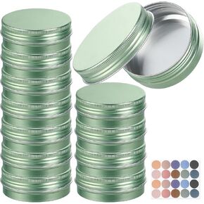 Candle Container Aluminum Tin Jars 14 Pack Candle Tins Salve Tins Versatile Small Containers with Lids Metal Tin for Balms,Spices,Salve,Crafts(Pale Green)