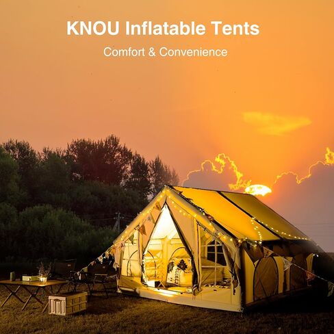 Inflatable Tent for Camping 4-8 People Large Blow Up Air Tents House, No Assembly Needed Luxury Glamping Tent, 10x10ft Waterproof Oxford, Field Green in Saudi Arabia