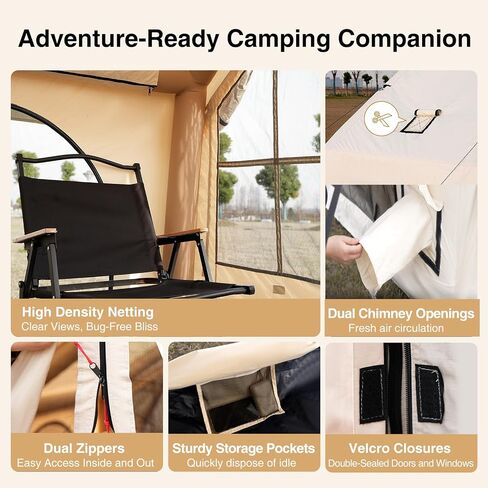 Inflatable Tent for Camping 4-8 People Large Blow Up Air Tents House, No Assembly Needed Luxury Glamping Tent, 10x10ft Waterproof Oxford, Field Green in Saudi Arabia