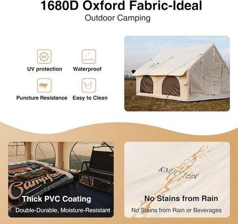 Inflatable Tent for Camping 4-8 People Large Blow Up Air Tents House, No Assembly Needed Luxury Glamping Tent, 10x10ft Waterproof Oxford, Field Green in Saudi Arabia