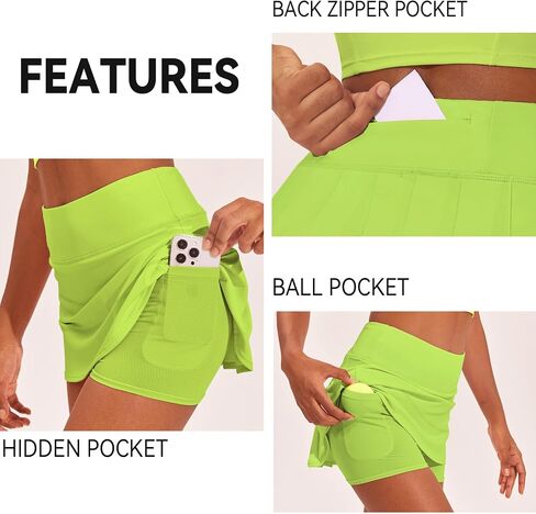 PINSPARK Pleated Tennis Skirts for Women with Short Pockets High Waisted Athletic Golf Skort Workout Pickleball Mini Skirt in Saudi Arabia