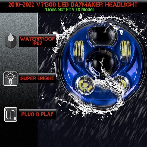 SLK-Lights VT1300 Fury LED Daymaker Black Headlight 5 3/4"- Direct Fit - Plug & Play - Compatible Honda VT1300 2010-2022 Honda Fury, Sabre, Interstate, and Stateline (Black) in Saudi Arabia