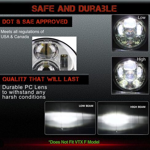 SLK-Lights VT1300 Fury LED Daymaker Black Headlight 5 3/4"- Direct Fit - Plug & Play - Compatible Honda VT1300 2010-2022 Honda Fury, Sabre, Interstate, and Stateline (Black) in Saudi Arabia