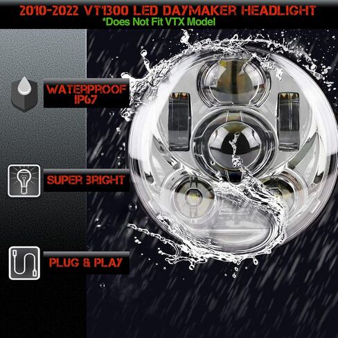 SLK-Lights VT1300 Fury LED Daymaker Black Headlight 5 3/4"- Direct Fit - Plug & Play - Compatible Honda VT1300 2010-2022 Honda Fury, Sabre, Interstate, and Stateline (Black) in Saudi Arabia