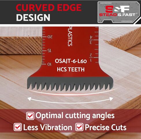 S&F STEAD & FAST 6 PCS Oscillating Saw Blades | ,Japanese Teeth, Curved Edge Oscillating Tool Blades for Wood, Plastic, Universal Multitool Blades Kits for Quick Release in Saudi Arabia