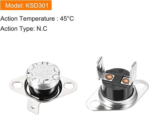 Rebower KSD301 Thermostat 120C NC Temperature Thermal Control Switch, [for Microwave Oven Refrigerators] - Normally Closed/90C Angle/2pcs in Kuwait