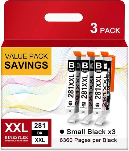 280 XXL PGBK Black Ink Cartridges, Replacement for Canon 280 XXL 280XL PGI-280 Work for Canon Pixma TR8620a TR8620 TR8520 TR8500 TR7520 TR8622a TS9120 TS9520 TS8320 TS6320 (5X PGBK) 5Pack in Saudi Arabia