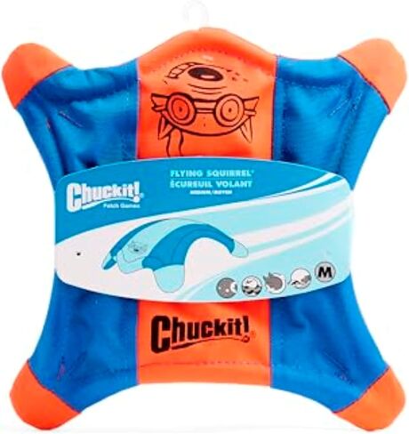 لعبة Chuckit Flying Squirrel Fetch Dog، حجم صغير (قطر 8.25 بوصة)، برتقالي وأزرق، لسلالات الكلاب الصغيرة in Kuwait