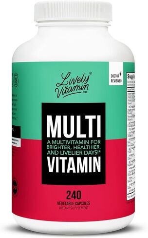 LIVELY VITAMIN CO. Multivitamin - 37 Vitamins Minerals and Extracts - Energy - Memory - Immune Function - Heart- Brain - Focus - Mood - Antioxidants - Dairy Gluten Soy Free - 60 Vegetarian Capsules in Saudi Arabia