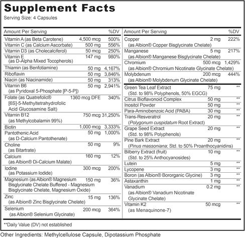 LIVELY VITAMIN CO. Multivitamin - 37 Vitamins Minerals and Extracts - Energy - Memory - Immune Function - Heart- Brain - Focus - Mood - Antioxidants - Dairy Gluten Soy Free - 60 Vegetarian Capsules in Saudi Arabia