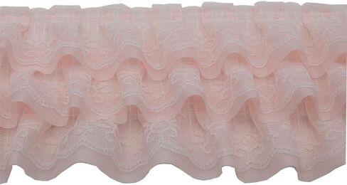 2 Yards Pleated lace Fabric Trim 3 Layers Ruffled lace triming for Sewing DIY Extend Dress Cuff Blouse Lace Fabric Triming (Black) in Saudi Arabia