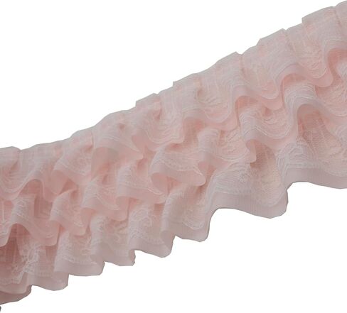 2 Yards Pleated lace Fabric Trim 3 Layers Ruffled lace triming for Sewing DIY Extend Dress Cuff Blouse Lace Fabric Triming (Black) in Saudi Arabia