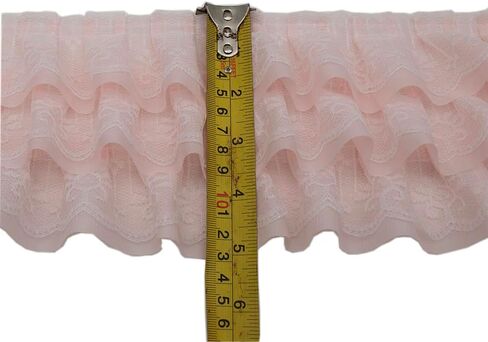 2 Yards Pleated lace Fabric Trim 3 Layers Ruffled lace triming for Sewing DIY Extend Dress Cuff Blouse Lace Fabric Triming (Black) in Saudi Arabia