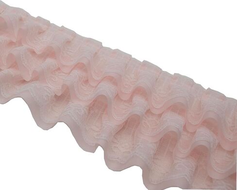 2 Yards Pleated lace Fabric Trim 3 Layers Ruffled lace triming for Sewing DIY Extend Dress Cuff Blouse Lace Fabric Triming (Black) in Saudi Arabia