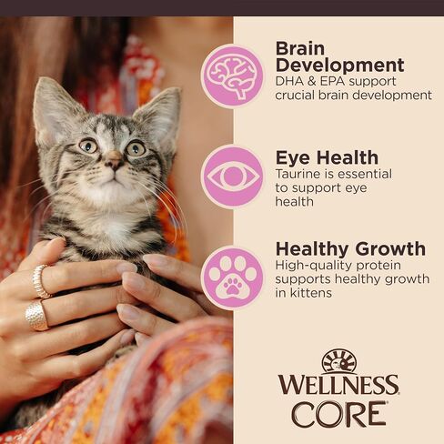 Wellness CORE Tiny Tasters Wet Kitten Food, Complete & Balanced Natural Pet Food, Made with Real Meat, 1.75-Ounce Pouch, 12 Pack (Kitten, Chicken Pate) in Kuwait