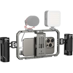 جهاز فيديو للهواتف الذكية العالمية من SmallRig لهواتف iPhone وSamsung، جهاز تسجيل فيديو لصناعة الأفلام، مقبض قفص فيديو من سبائك الألومنيوم مع حامل حذاء بارد لمصور الفيديو - 2791B in Kuwait