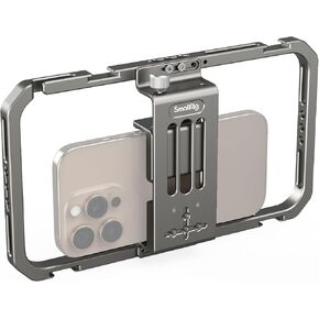 جهاز فيديو للهواتف الذكية العالمية من SmallRig لهواتف iPhone وSamsung، جهاز تسجيل فيديو لصناعة الأفلام، مقبض قفص فيديو من سبائك الألومنيوم مع حامل حذاء بارد لمصور الفيديو - 2791B