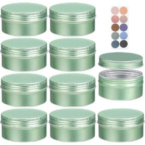 LIYAR 3 oz Tin 20 Pack Aluminum Metal Tins Round Salve Tins 3oz Tins with Screw Lids,Empty Candle Tins Cosmetic Tins DIY Tin Cans for Salve, Spices or Candles(Pale Green)