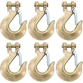 6 Pack Chain Hook with Safety Latch, 3/8" Heavy Duty Clevis Slip Hook, Forged G70 Clevis Chain Hook for Trailer Transportation Towing Winches, 18000LBS Capacity for Heavy Load