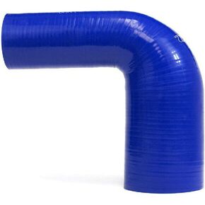HPS HTSER90-100-150-BLUE Silicone High Temperature 4-ply Reinforced 90 degree Elbow Reducer Coupler Hose, 75 PSI Maximum Pressure, 4" Leg Length on each side, 1" > 1-1/2" ID, Blue