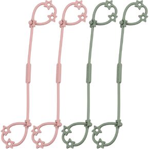 Toy Straps for Baby, 4 Pack Adjustable Stretchable Sippy Cup Straps, Sippy Bottles or Pacifier to Stroller, Highchair, Car Seat, Hanging Basket (4Pack, Blush/Sage x2)