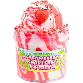 Strawberry Shortcake Ice Cream Slime (SCENTED) | Handmade Slime | Hippocampe Slimes (4OZ)