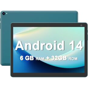 Android Tablet, 10 inch Tablets, 2GB+32GB Computer Tablet Support 512GB Expand, 2MP + 8MP Camera, IPS Screen, WiFi, Bluetooth, 6000mAh, Google GMS Certified Tableta Black