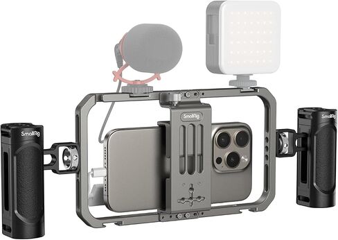 SmallRig Universal Smartphone Video Rig for iPhone for Samsung, Filmmaking Vlogging Rig Aluminium Alloy Phone Video Cage Grip with Cold Shoe Mount for Videomaker Videographer - 2791B in Saudi Arabia