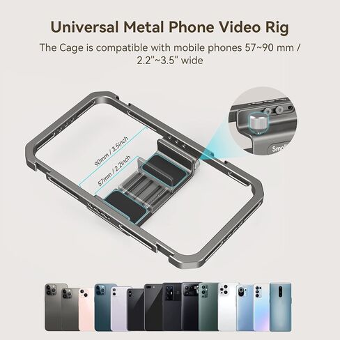 SmallRig Universal Smartphone Video Rig for iPhone for Samsung, Filmmaking Vlogging Rig Aluminium Alloy Phone Video Cage Grip with Cold Shoe Mount for Videomaker Videographer - 2791B in Saudi Arabia