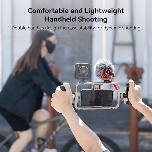 SmallRig Universal Smartphone Video Rig for iPhone for Samsung, Filmmaking Vlogging Rig Aluminium Alloy Phone Video Cage Grip with Cold Shoe Mount for Videomaker Videographer - 2791B in Saudi Arabia