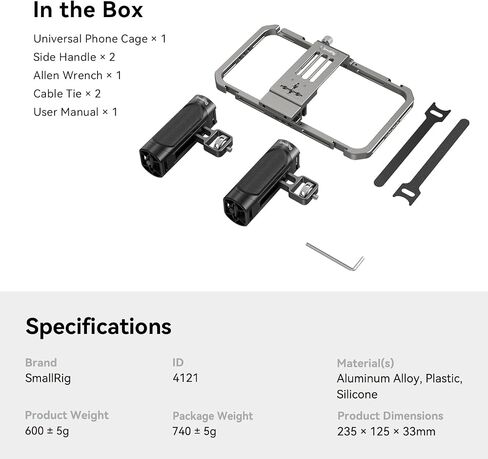 SmallRig Universal Smartphone Video Rig for iPhone for Samsung, Filmmaking Vlogging Rig Aluminium Alloy Phone Video Cage Grip with Cold Shoe Mount for Videomaker Videographer - 2791B in Saudi Arabia
