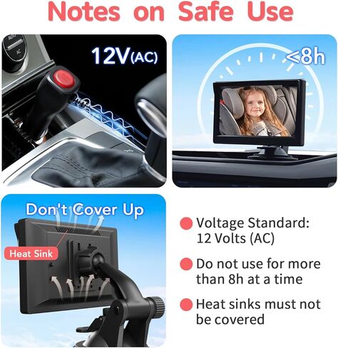 Itomoro Baby Car Camera, Dual Channel 5 Inch Monitor with 2 IR Night Vision AHD Camera, Easily Install 1080P Clear Car Baby Monitor with Camera for Backseat ACZ403 in Kuwait