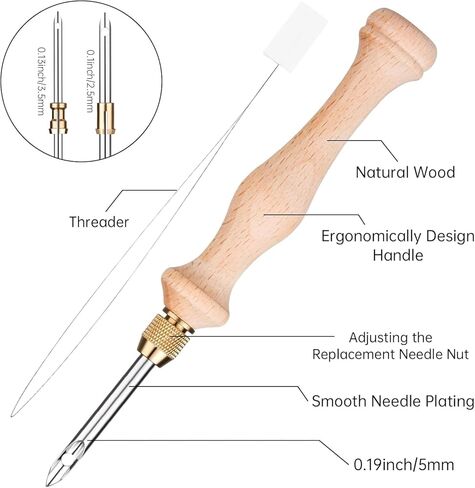 Portable Punch Needle Kit Adults Beginner Wooden Punch Needle Embroidery Tool, Adjustable Embroidery Punch Needle Set with 3 different Size Needles Replacement,Storage Tin Box for DIY Craft Decoration in Kuwait