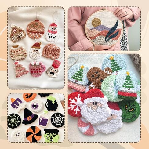 Portable Punch Needle Kit Adults Beginner Wooden Punch Needle Embroidery Tool, Adjustable Embroidery Punch Needle Set with 3 different Size Needles Replacement,Storage Tin Box for DIY Craft Decoration in Kuwait