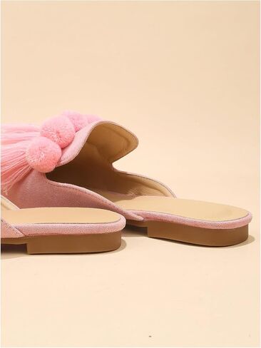 حذاء Verdusa النسائي ذو شراشيب Pompom ومقدمة مدببة ومسطحة بدون ظهر حذاء بدون كعب in Kuwait