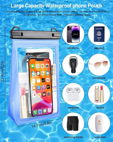 Large Capacity Waterproof Phone Pouch, Floating Dry Bag for iPhone 17 16 13 12 11 Pro Max Galaxy S22 S21 Waterproof Bag Sunscreen Glasses Storage Dry Pouch for Swimming Rafting Boating in Kuwait